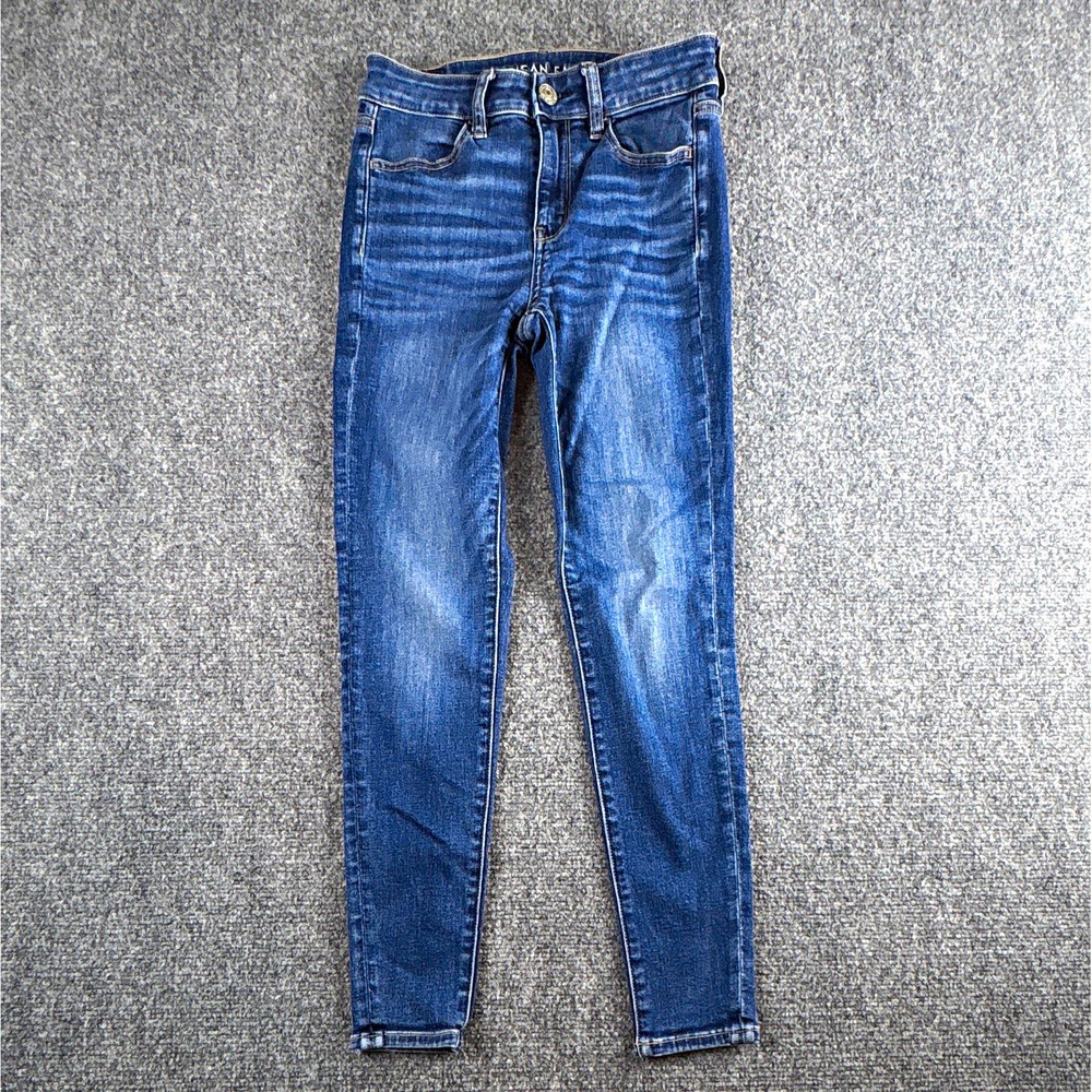 American Eagle Next Level Stretch Skinny Jeans Womens 2 Short Blue High Rise